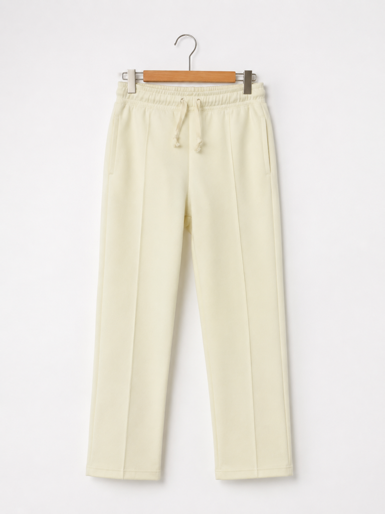 Soft Lightweight Cotton Fleece Trouser – Cream